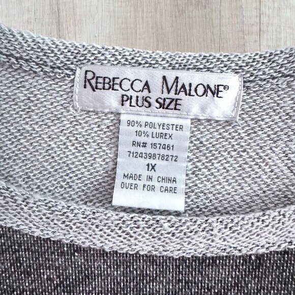 REBECCA MALONE Gray French Terry Knit Tunic 3/4 Sleeve Sweatshirt Sweater 1X - Picture 3 of 5
